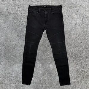 Men’s Hollister Black Ribbed Knee Super Skinny Jeans Size 33x32